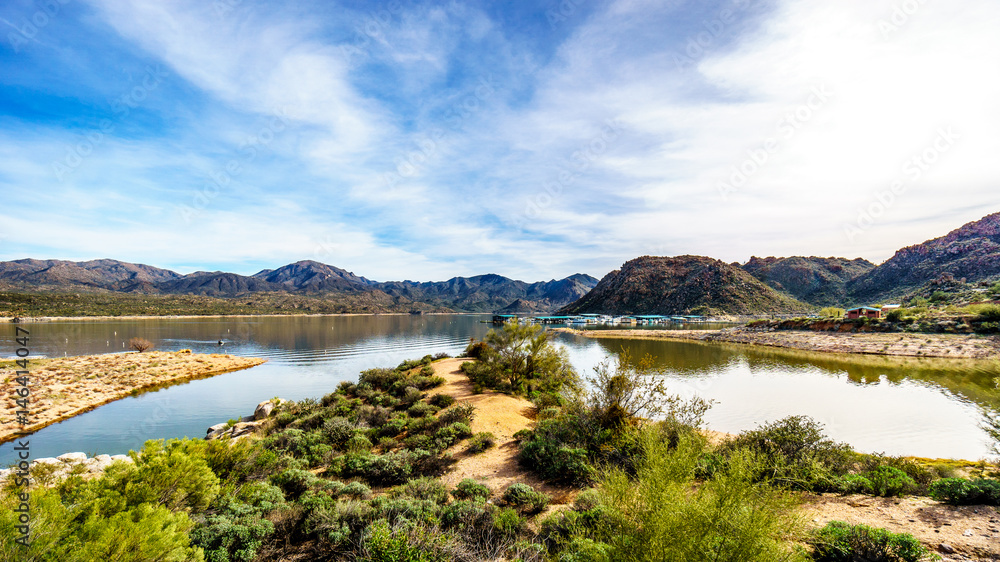 The marina area of Lake Bartlett in Tonto National Forest in Arizona, United Sates of America