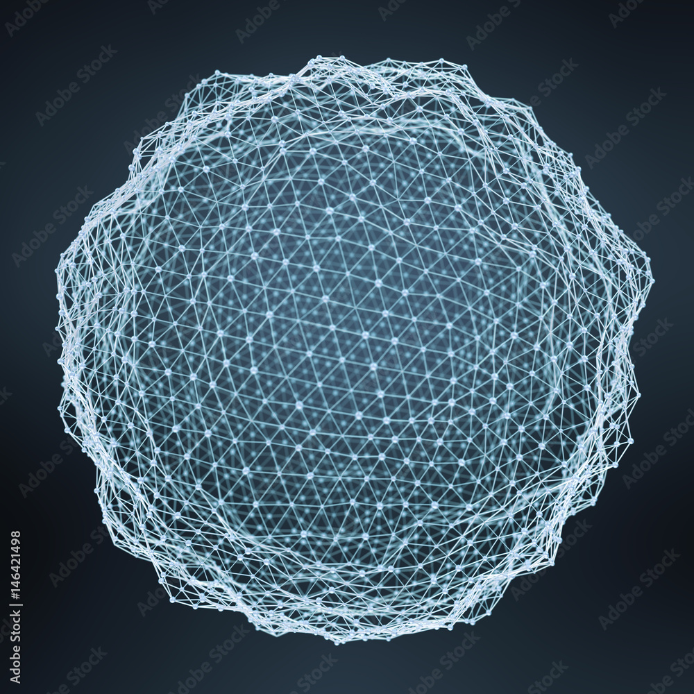 Floating white and blue glowing sphere network 3D rendering Stock Photo ...