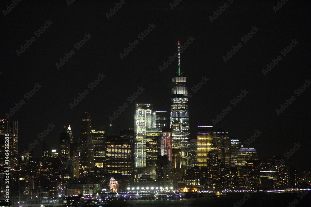 Skyline of New York Downtown at night