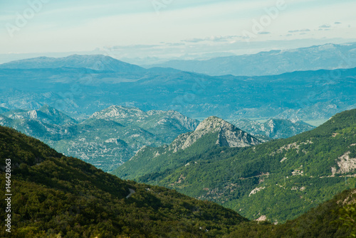 Obraz na płótnie Montenegro mountains, view of rocky green hills w salonie