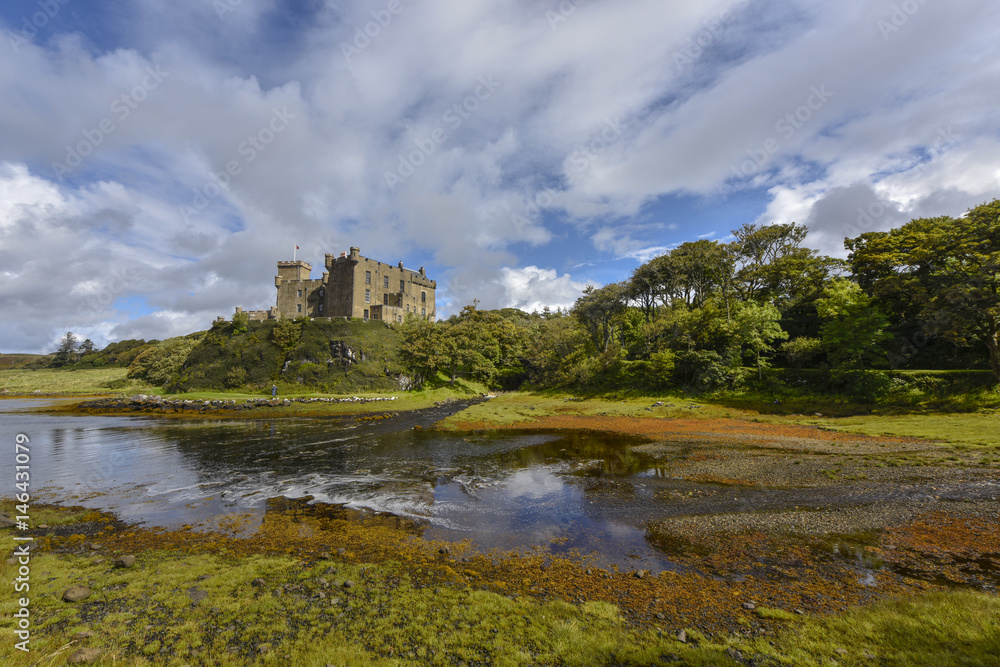Dunvegan Castle in Scotland, typical scottish castle, Isle of Skye, Scotland, Inner Hebrides, Scotland, Great Britain