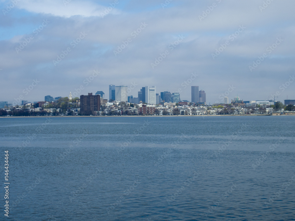 View of Downtown Boston Skyline at Boston Harbor