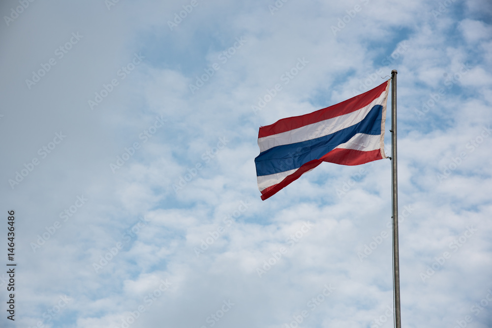 Thailand flag with blue sky on background