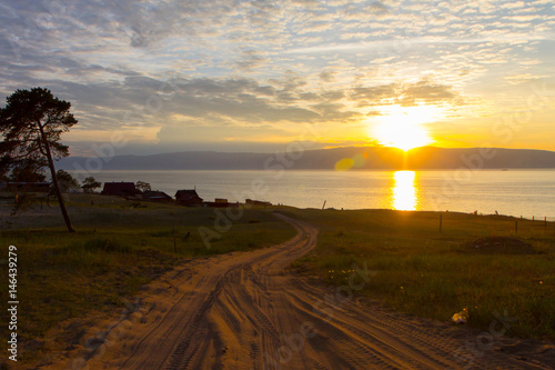 Sunset on the island of Olkhon on Lake Baikal