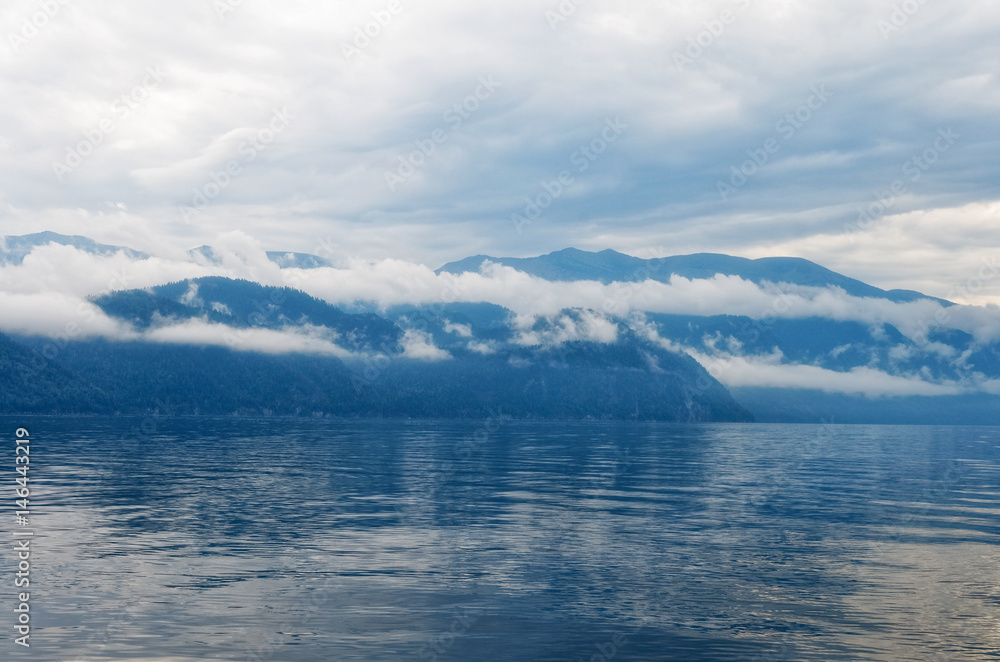 Siberia. Teletskoe lake, view of the eastern shore Siberia. Teletskoe lake, view of the eastern shore