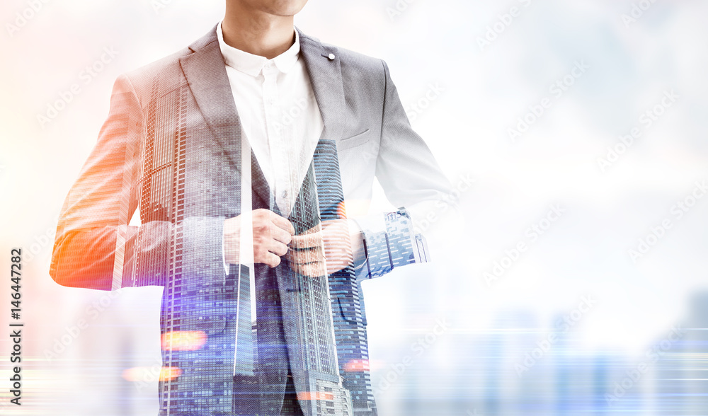Businessman in a blurred city Businessman in a blurred city