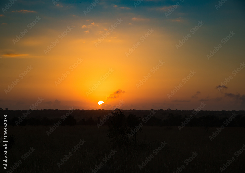 The rising sun over the Kruger-National Park, South Africa