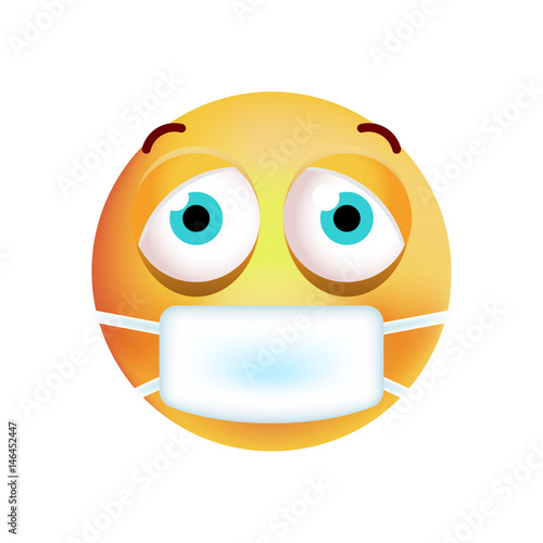 Cute Sick Emoticon on White Background. Isolated Vector Illustration 