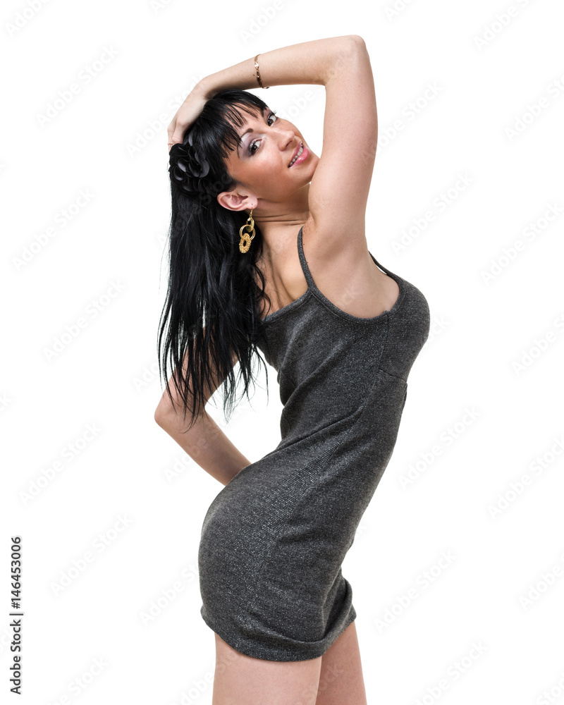 Fototapeta premium beautiful coquette young woman, isolated on white