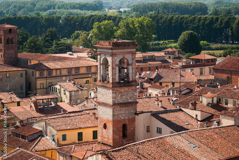 Roofs and towers of Lucca, Italy