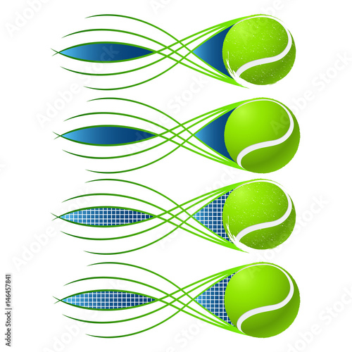 set of Tennis emblem and symbols with tennis ball isolated on white background.
