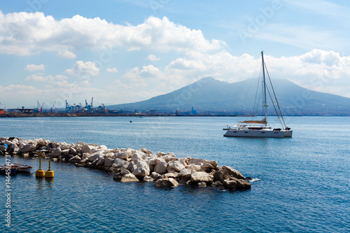 Vesuvius Mountain on Gulf of Naples with Boats