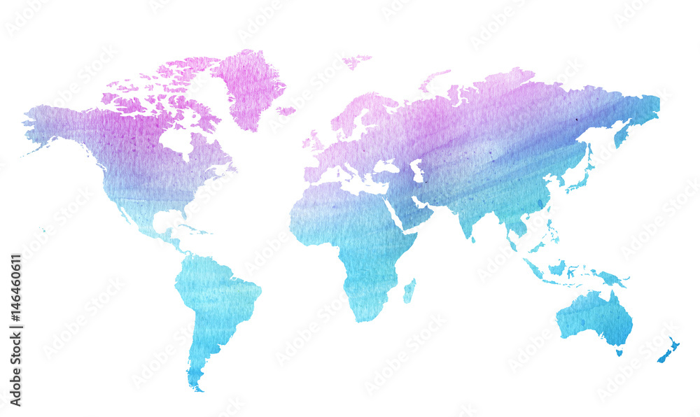 akwarela mapa świata <span>plik: #146460611 | autor: childrendrawings</span>