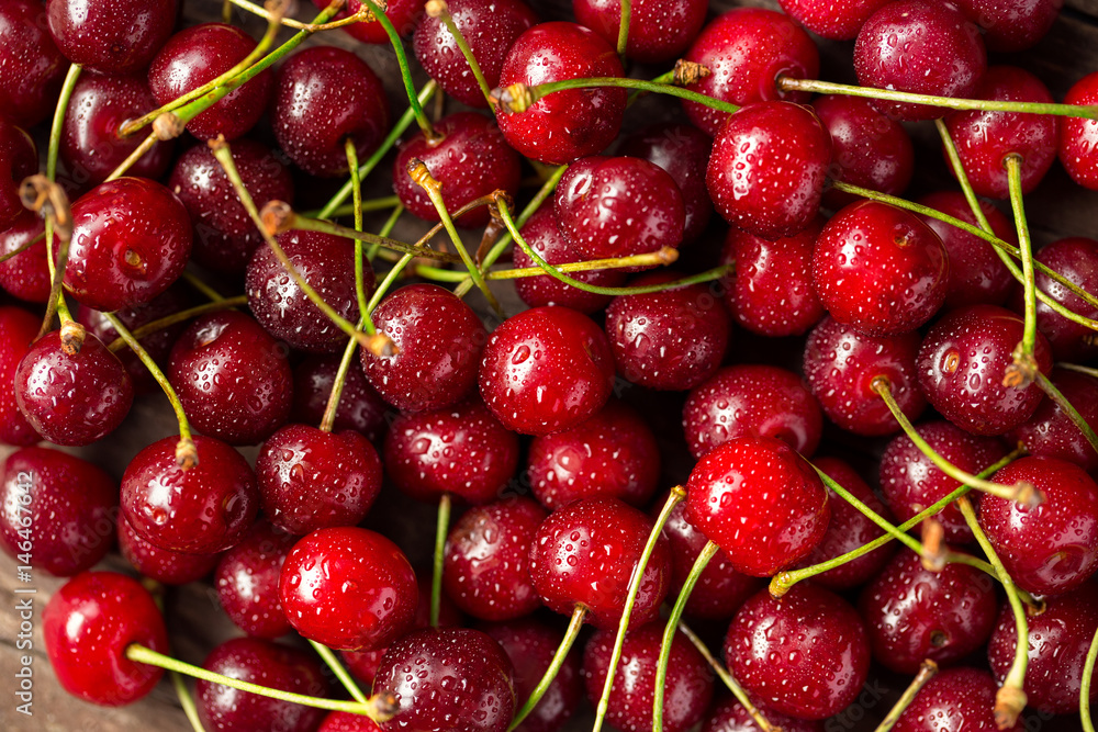 Cherries with water drops. Cherries with water drops.