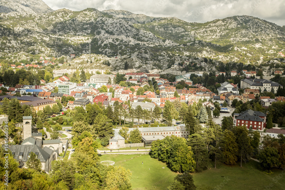 Montenegro. Panorama of the town of Cetinje.