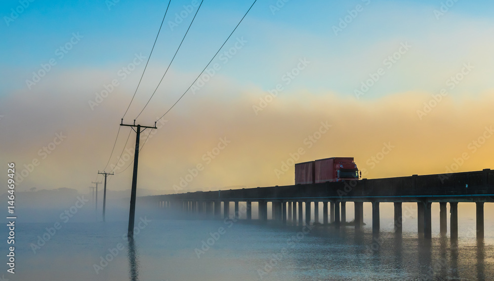 Whirokino Trestle Bridge Mist Dawn