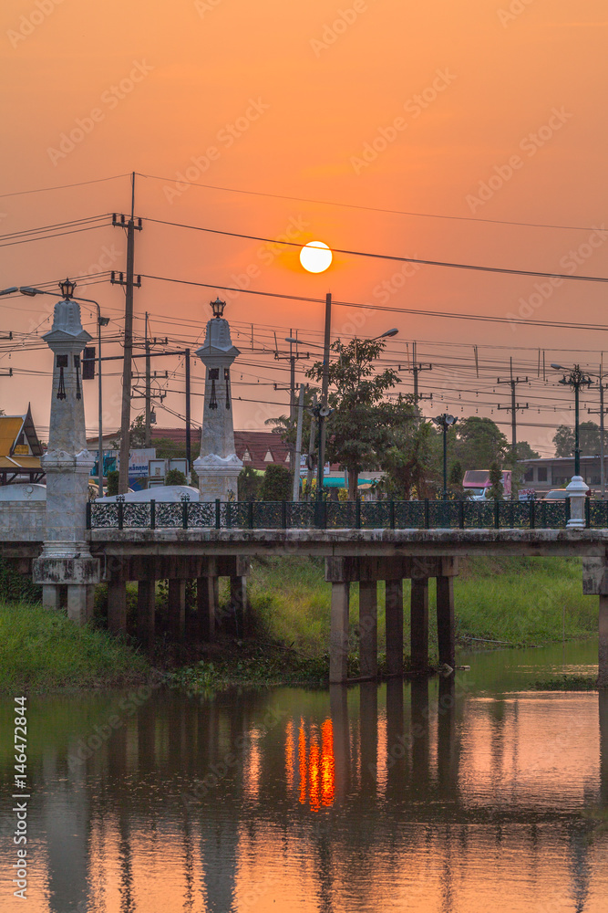 sunset above the bridge