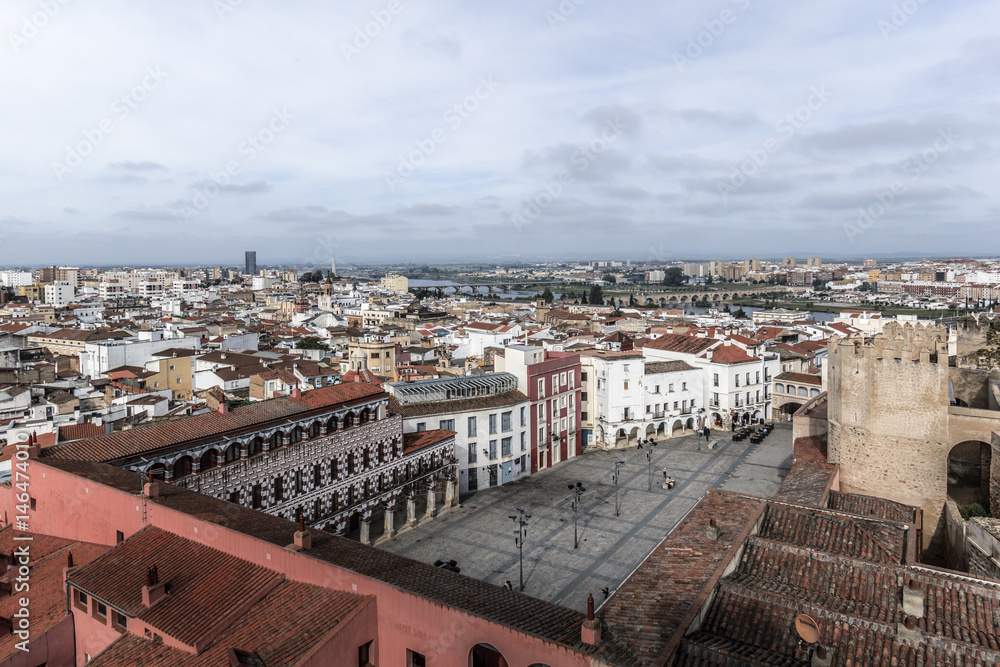 Plaza alta de la ciudad de Badajoz. Panorámica de la ciudad