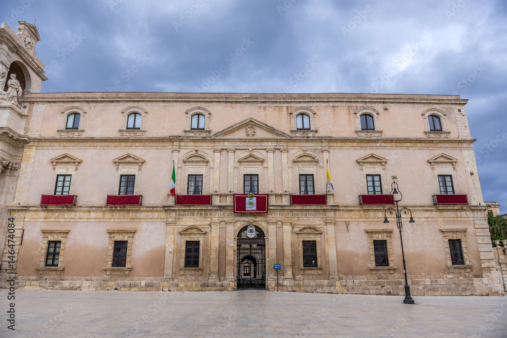 Archbishop's Palace on Cathedral Square on the old part of Syracuse - Ortygia isle, Sicily, Italy