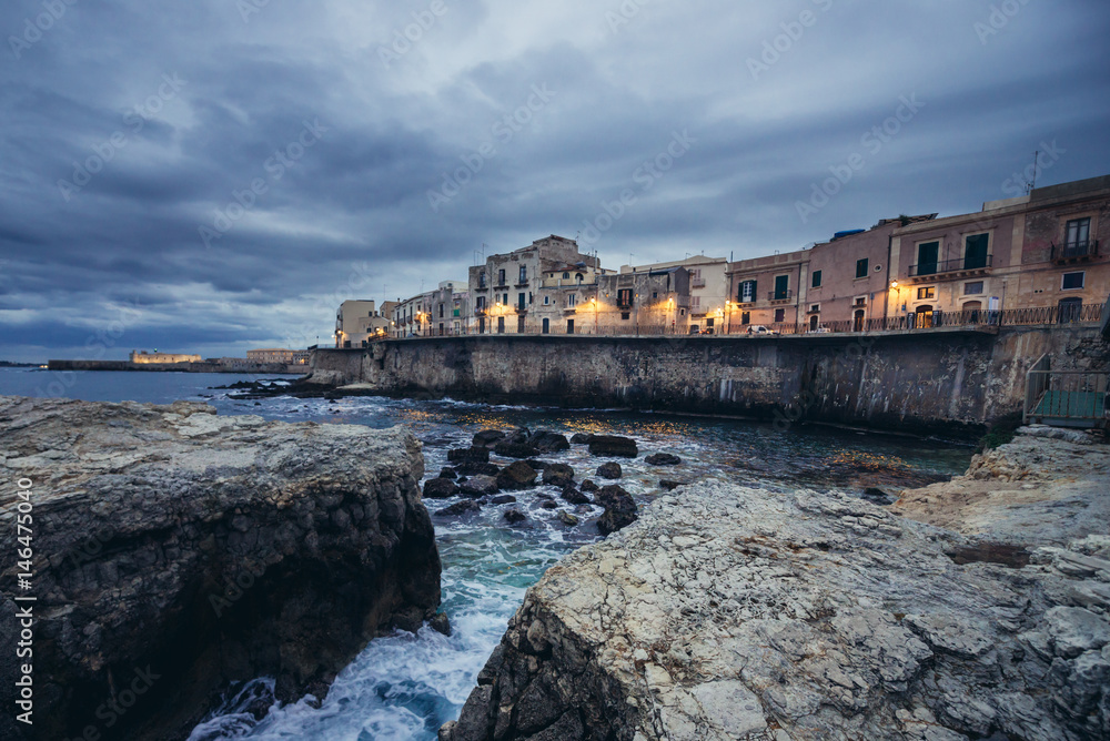 Houses on the old part of Syracuse - Ortygia isle, Sicily, Italy