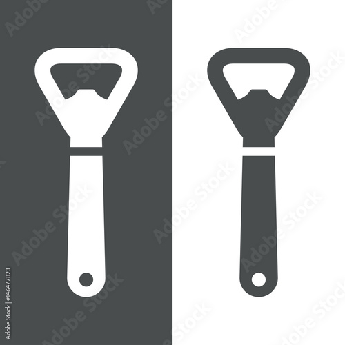 Icono plano abrebotellas gris y blanco