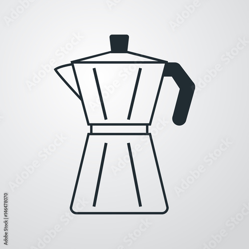 Icono plano cafetera lineal en fondo degradado