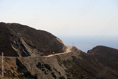 väg, landsbygd, klippa, hav, medelhavet, karpathos, grekland