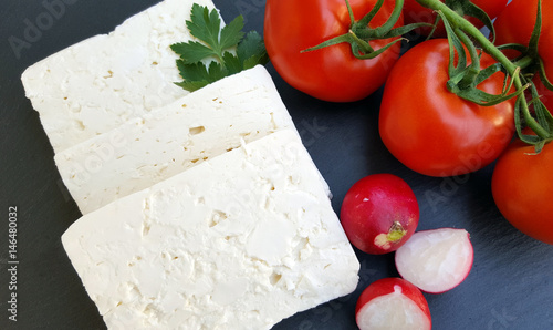 White cheese with tomatoes