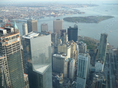 View at New York Downtown skyscrapers from One World Trade Center
