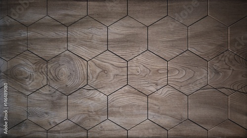 Fototapeta Naklejka Na Ścianę i Meble -  Old wood hexagons background 3d render