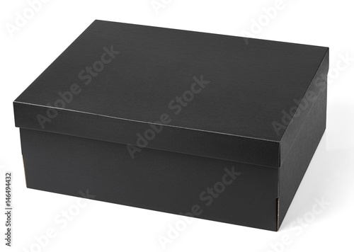 Black shoe box isolated on white background with clipping path