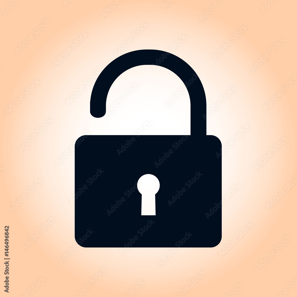 Unlock icon. Flat design style. Access to the user. Unlock icon. Flat design style. Access to the user.