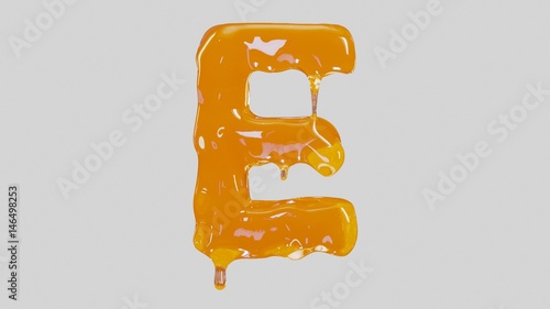 Letter E in white background. 