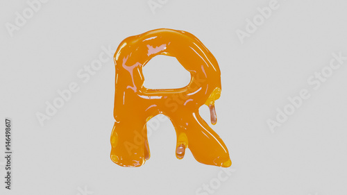 Letter R in white background. 