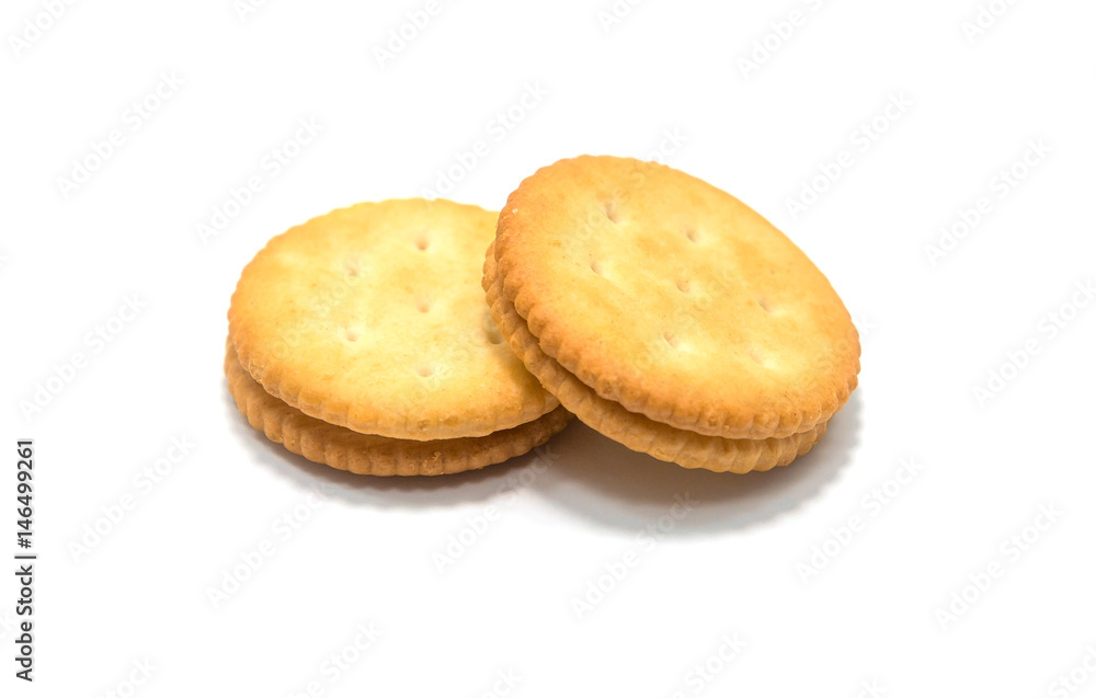 Cracker cookies cream on white background. Cracker cookies cream on white background.