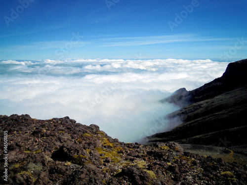 Cloudscape view - Mount Taranaki - Egmont National Park, New Zealand - Stock Image