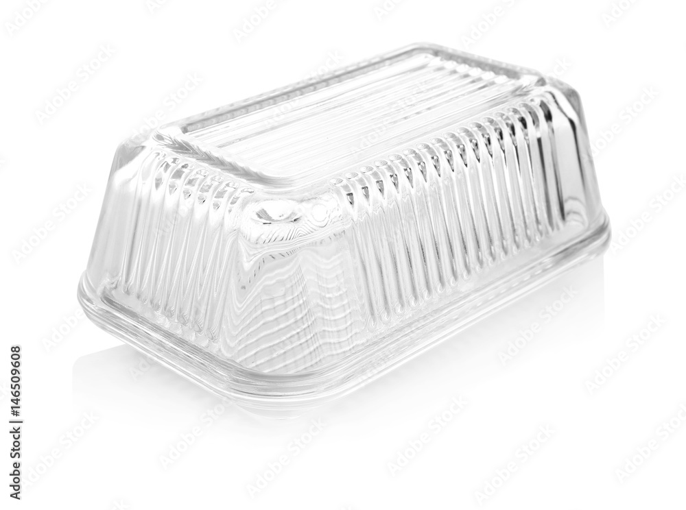 Empty butter dish on white background Empty butter dish on white background