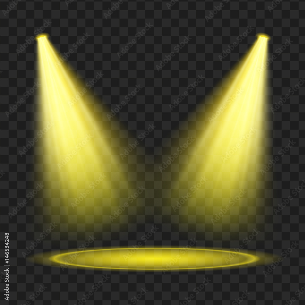 yellow Vector spotlight set. Light effect. vector Illustration Stock