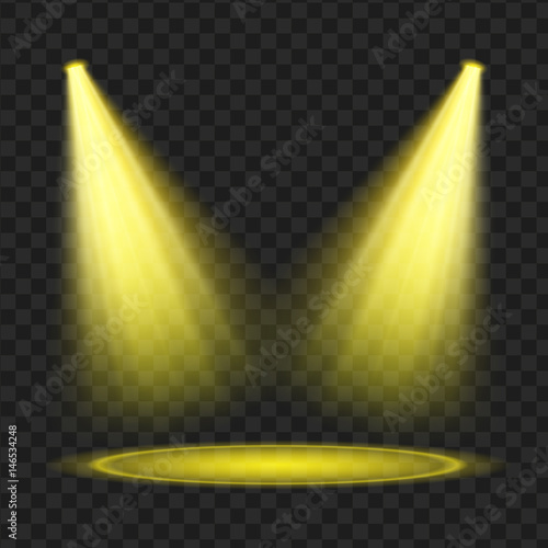 yellow Vector spotlight set. Light effect. vector Illustration