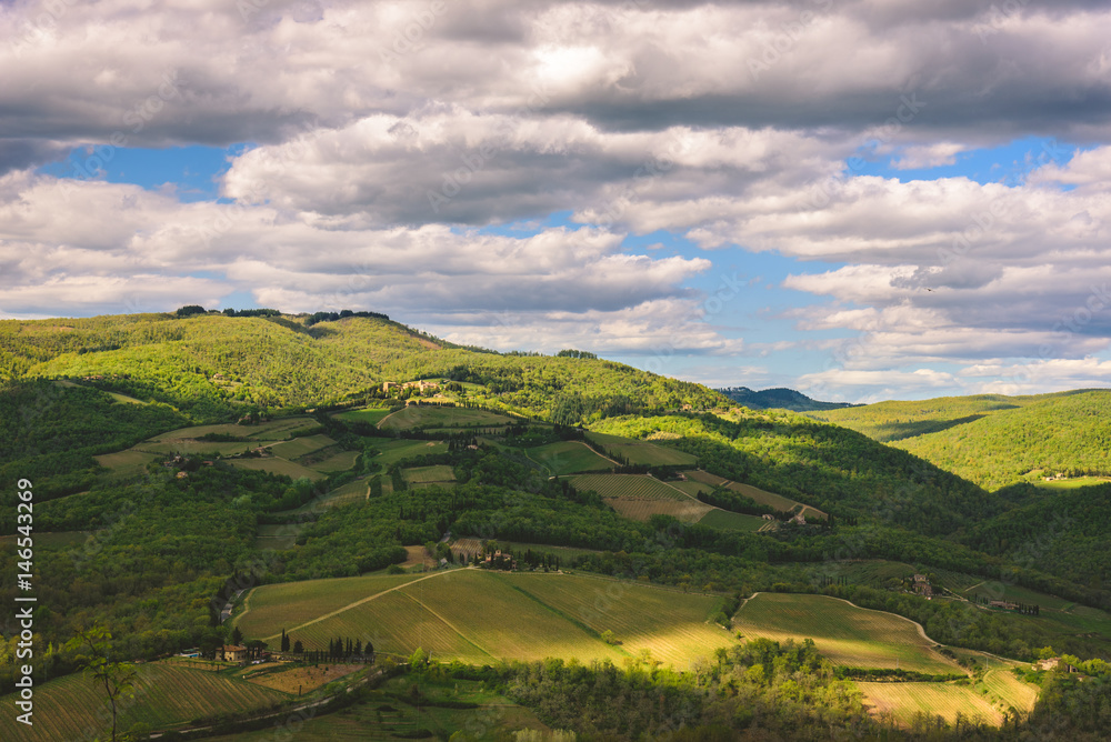 View of the countryside near the famous town of Radda in Chianti, Tuscany, Italy