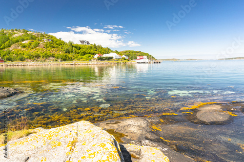 Norwegian fjord in the summer. Colorful bay, coast of Norway photo