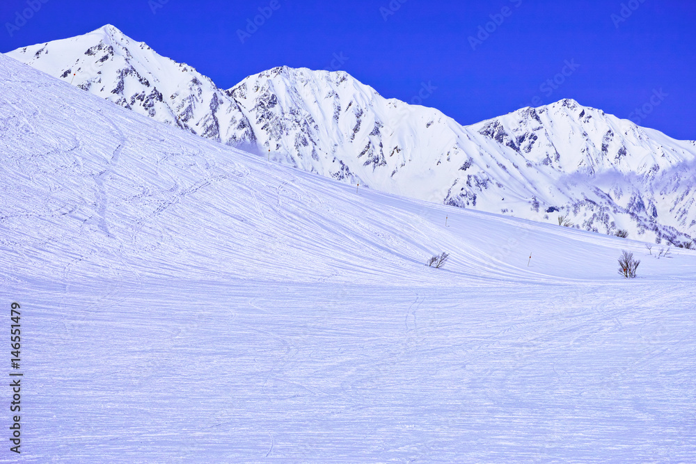 スキーゲレンデとシュプールと雪山 Stock 写真 Adobe Stock