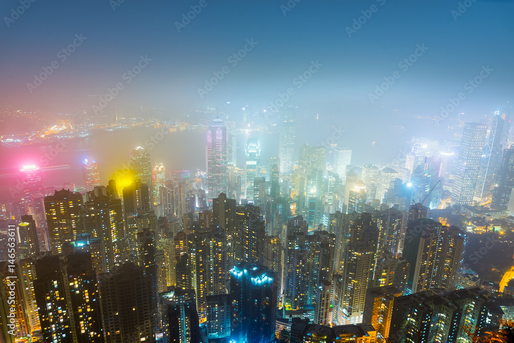 Hong kong city skyline at victoria peak view at night. Hong kong city skyline at victoria peak view at night.