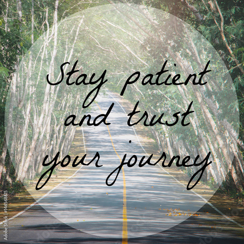 Fototapeta Inspirational quote on road and tree background with vintage filter