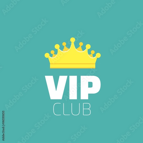 VIP club logo with Royal Golden King Crown, Diadem, Tiara, Coronet. Vector illustration