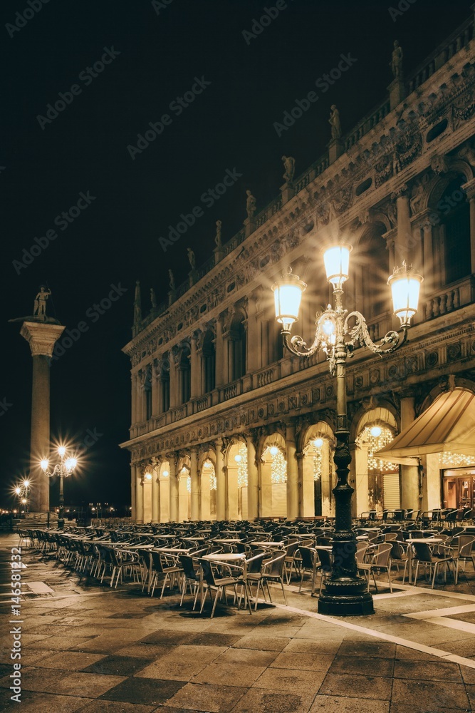 Lamps on St. Mark's Square in Venice, Italy