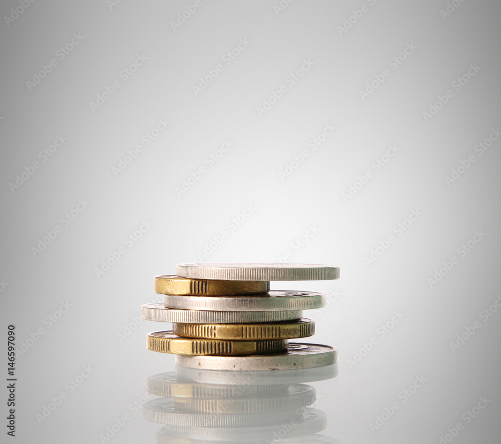 Investment concept, Coins graph stock Investment concept, Coins graph stock