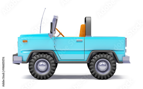 cartoon safari suv blue side