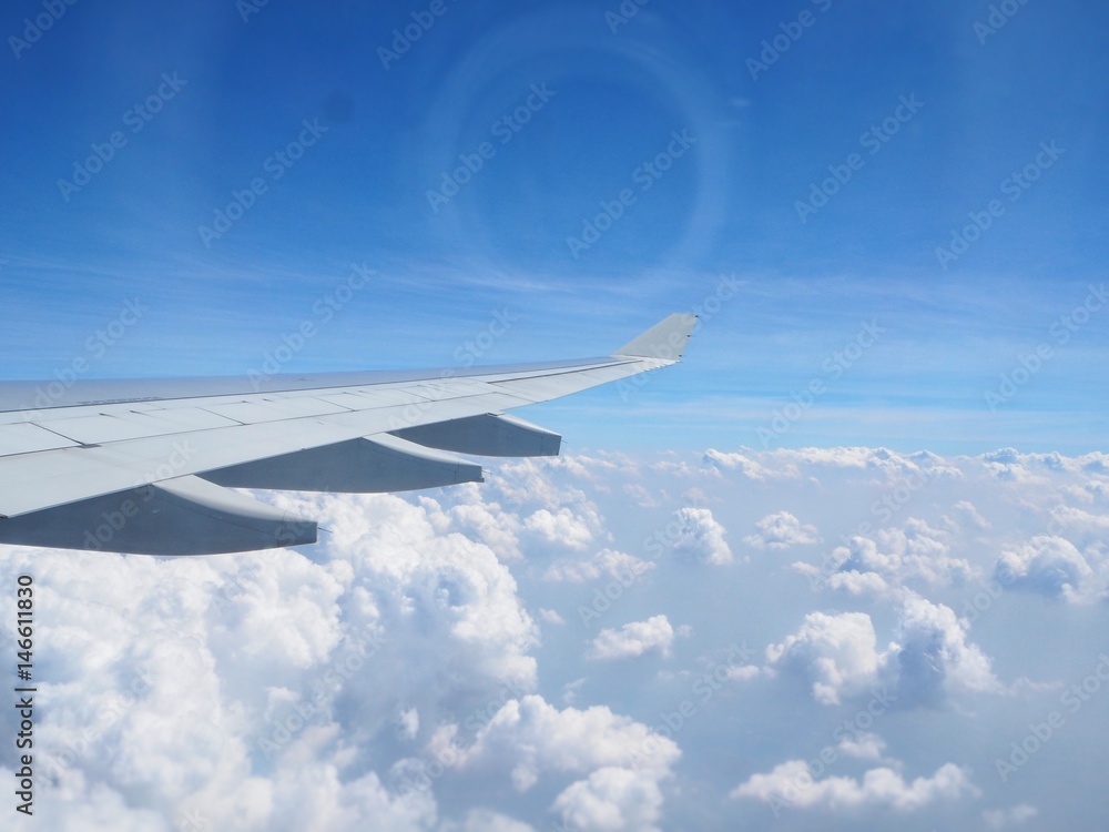 Airplane view sun and clouds Airplane view sun and clouds