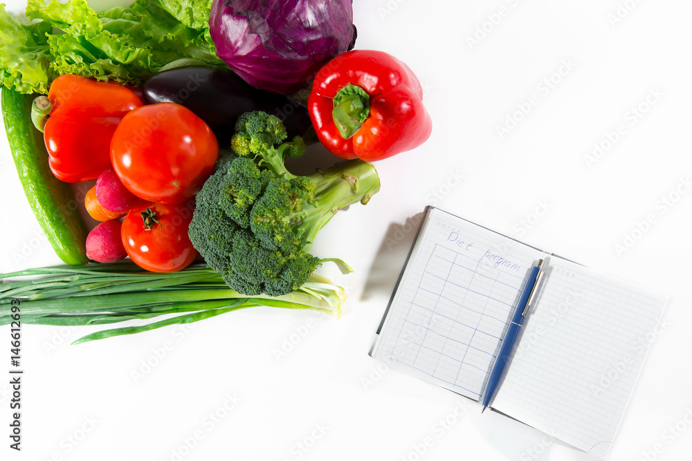 Healthy bio nutrition, diet plan, ripe vegetables Healthy bio nutrition, diet plan, ripe vegetables